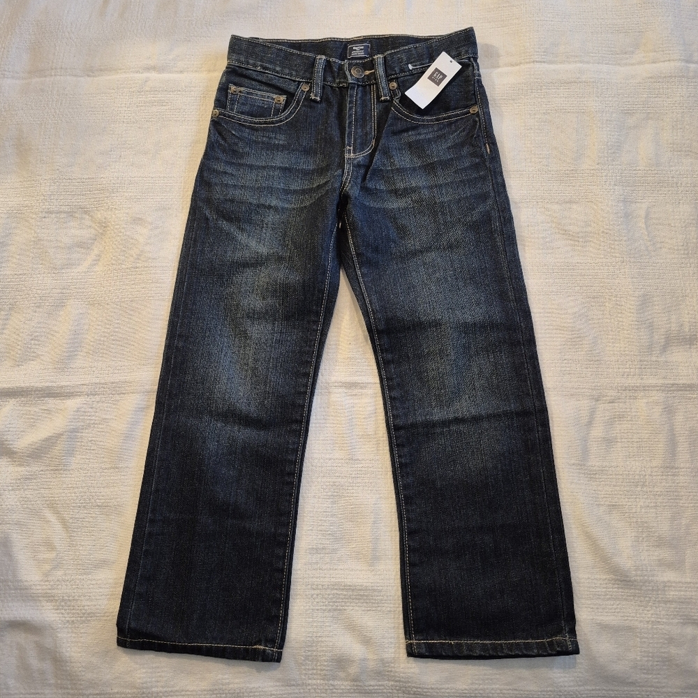 Gap Boys jeans size 6 straight leg, dark wash,  factory, adjustable NEW